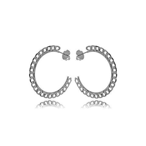 CHAIN LINK HOOP EARRINGS | Black Rhodium Plated