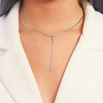 SIMPLE TIE NECKLACE | White Rhodium Plated