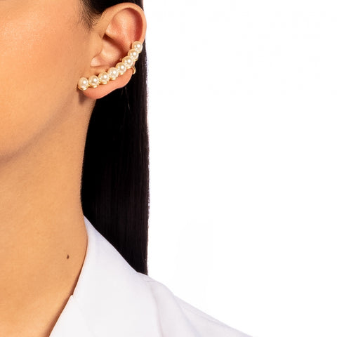 PEARL EAR CRAWLER EARRINGS | 18k Gold Filled