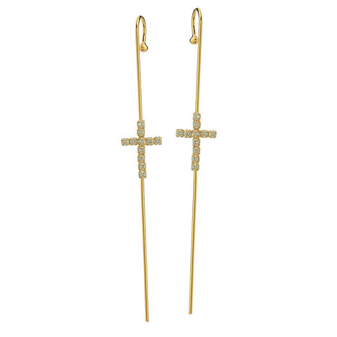STUDDED CROSS EAR PIN EARRINGS | 18k Gold Filled